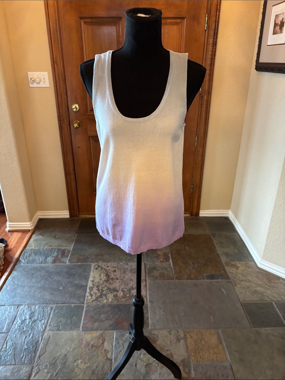 Johnny Was Ombre Scoop Neck Tank in Lavender and White
